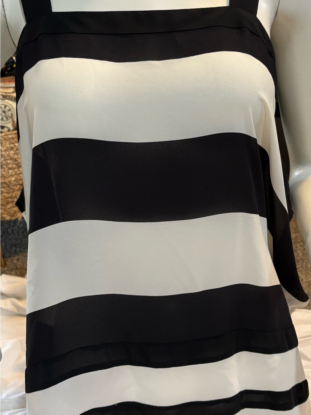 INC International Concepts Black and White Striped Square-Neck Cami